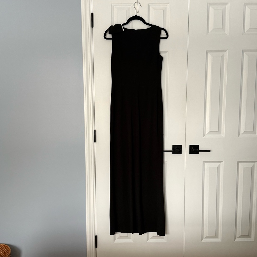 Karl Lagerfeld Paris Black Sleeveless Gown w/ Pearl Trim | Size 4 - Picture 3 of 11